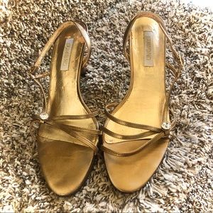 IMPORTED sandals with rhinestone embellishments